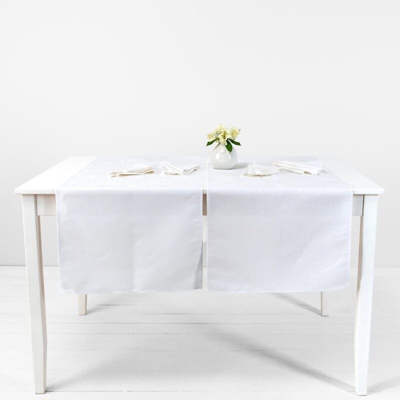 White linen cotton table runner, twill weave