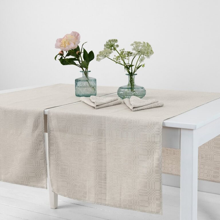 Beige linen cotton table runner