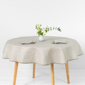 Round/oval linen cotton beige tablecloth, main