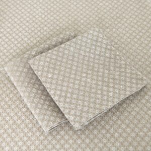 Round/oval linen cotton beige tablecloth with matching napkins