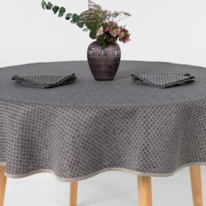 dark blue patterned linen-cotton tablecloth
