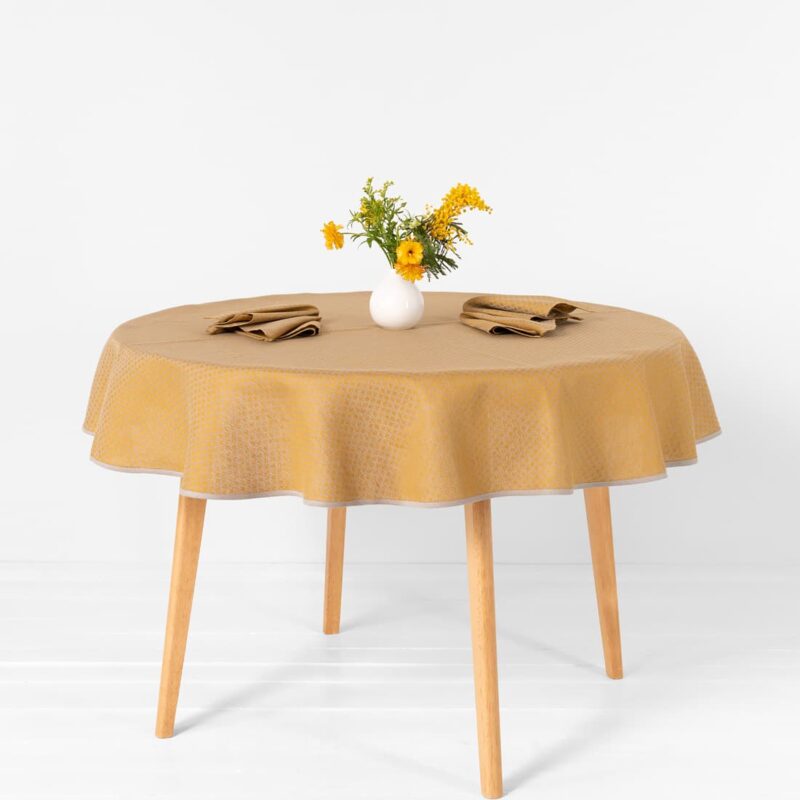 Round/oval linen cotton yellow tablecloth, main