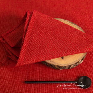 Linen red napkins in half linen .with gold lurex yarns.