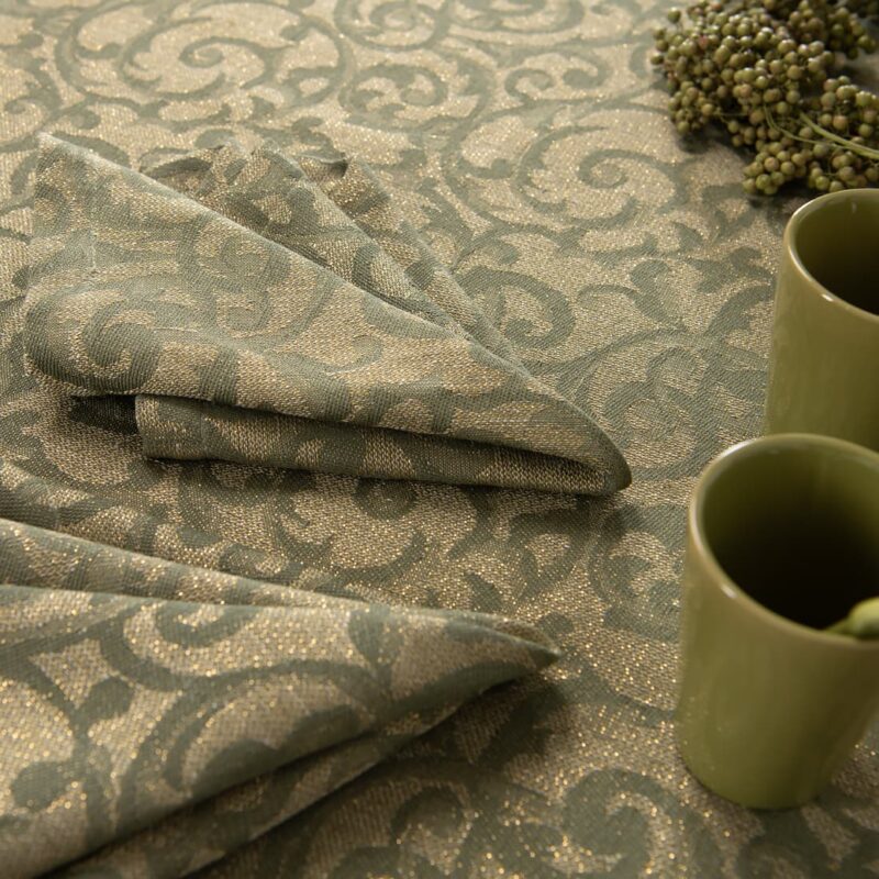 linen cotton olive jacquard tablecloth for christmas.
