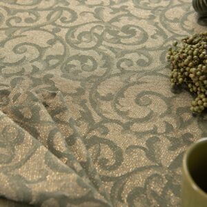 linen cotton olive jacquard tablecloth also napkins.