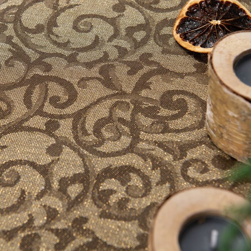 linen cotton brown jacquard tablecloth, many sizes.