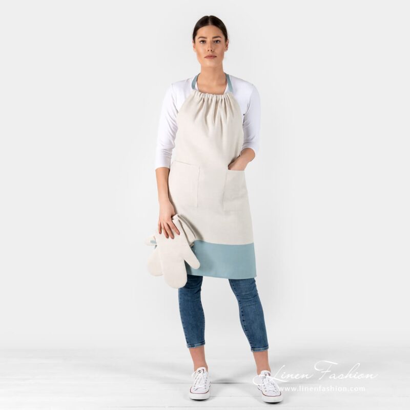 JAVA linen cotton apron with matching kitchen gloves
