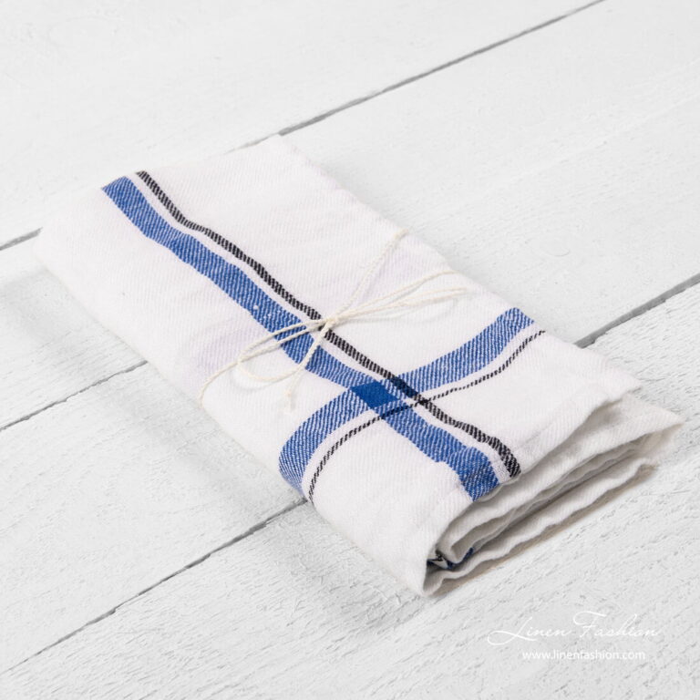 White kitchen towel with blue checks