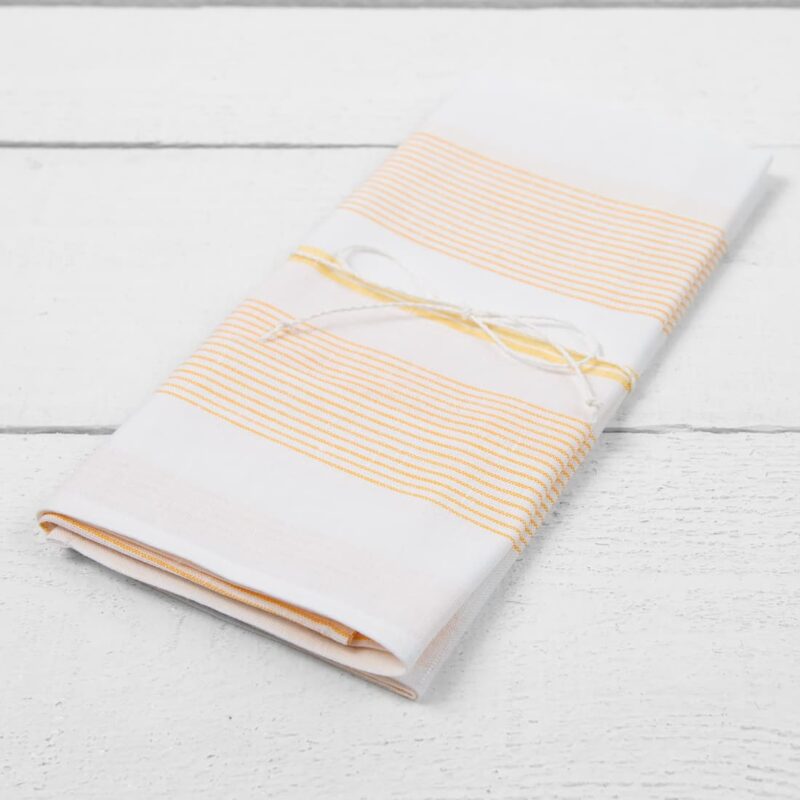 linen cotton towel yellow orange stripes