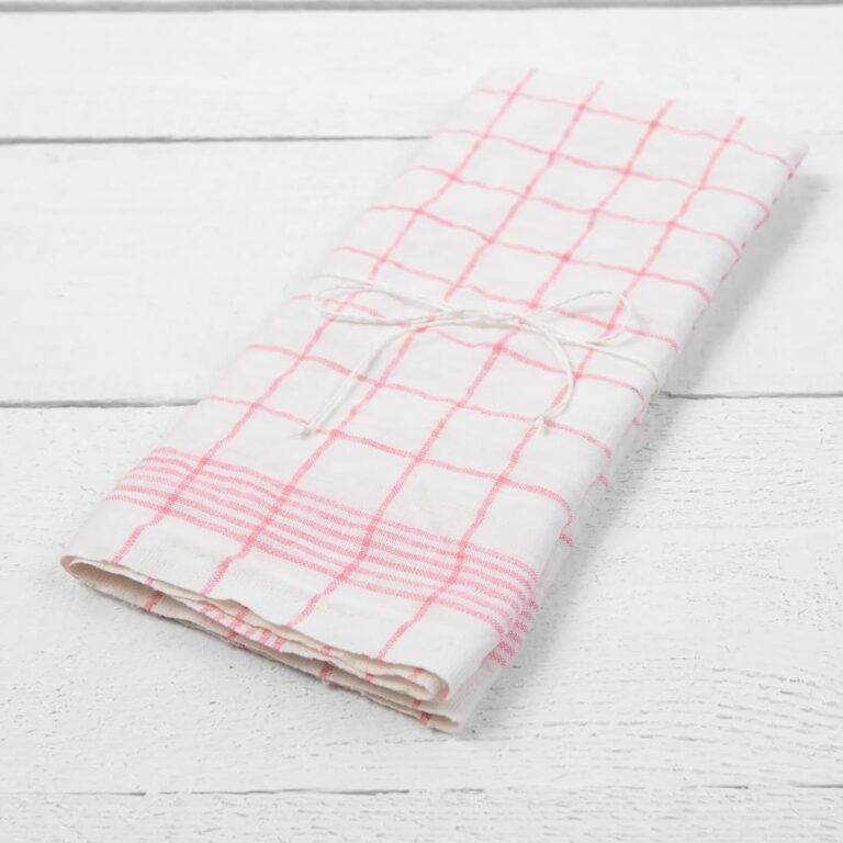 linen washed towels rose checks