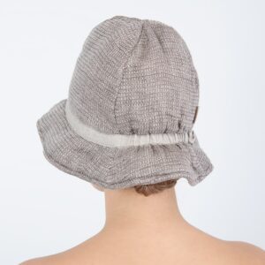 grey brown linen sauna hat