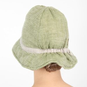 green linen sauna hat