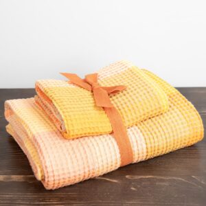 linen orange bath towel, in sets.