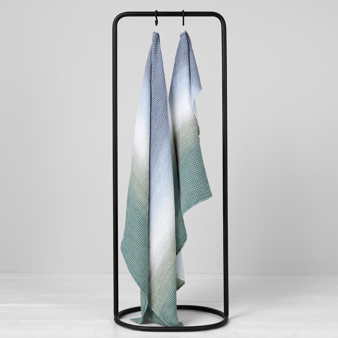 Blue green cotton-hemp bath towel, body towels