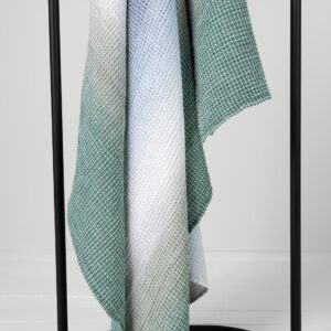 Blue green cotton-hemp bath towel, stonewashed
