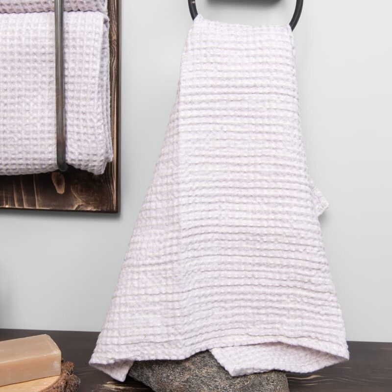 linen cotton light lilac towel, washed