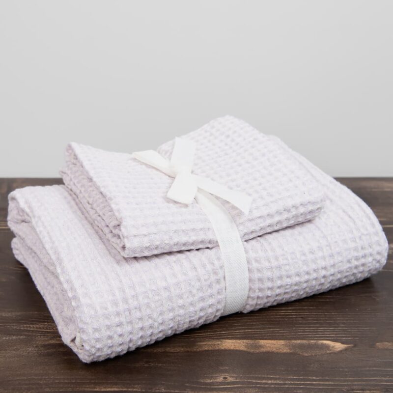 linen cotton light lilac towel, set.