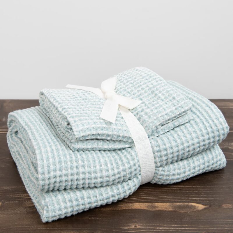 linen cotton aqua bath towel, set