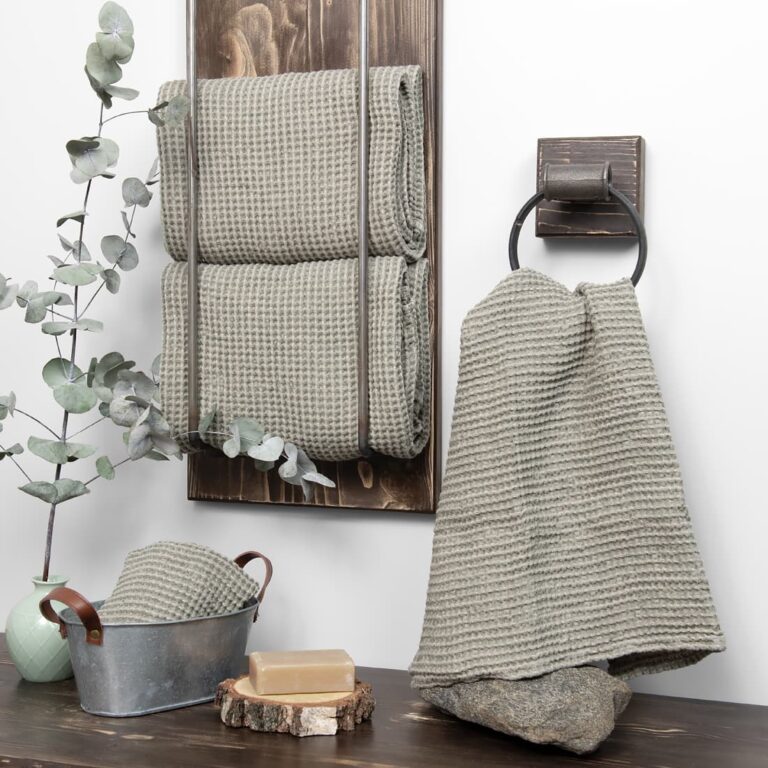 linen grey green bath towel
