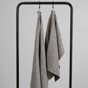 Grey linen herringbone bath towel, 100% linen
