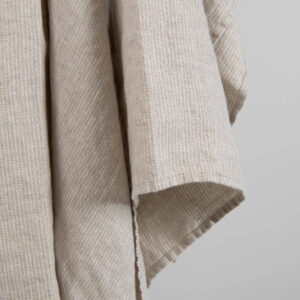 Beige linen striped bath towel, washed