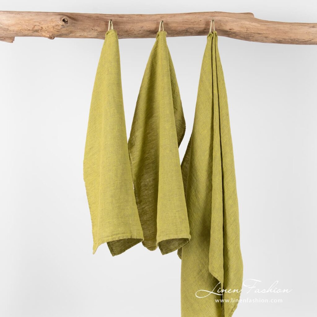 FLINT yellow green linen towel