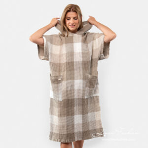 Unisex linen poncho towel with short sleeves