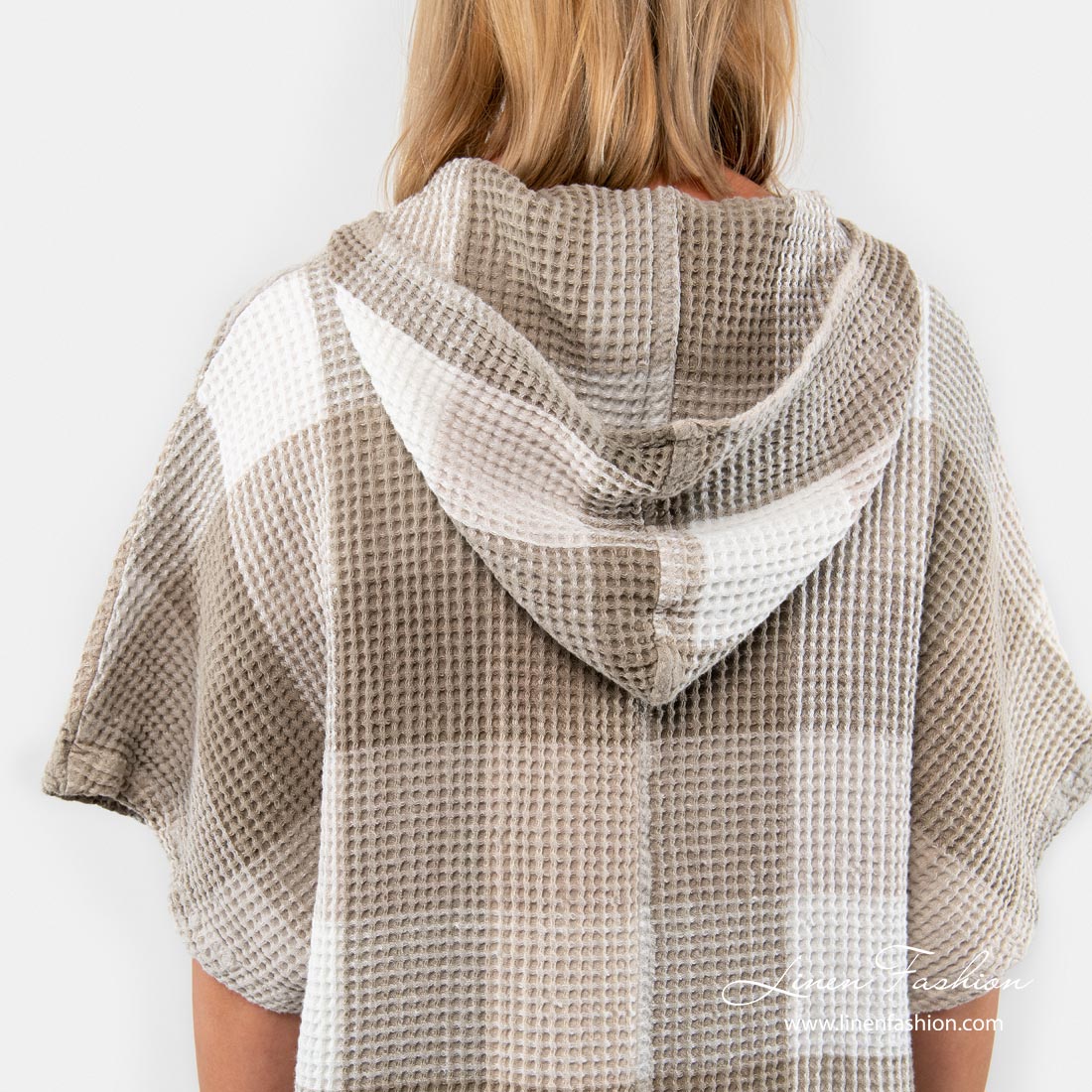 Linen poncho towel with hood