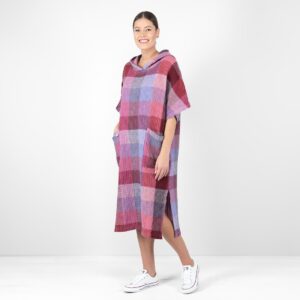 lilac linen poncho bingo with slits on sides.