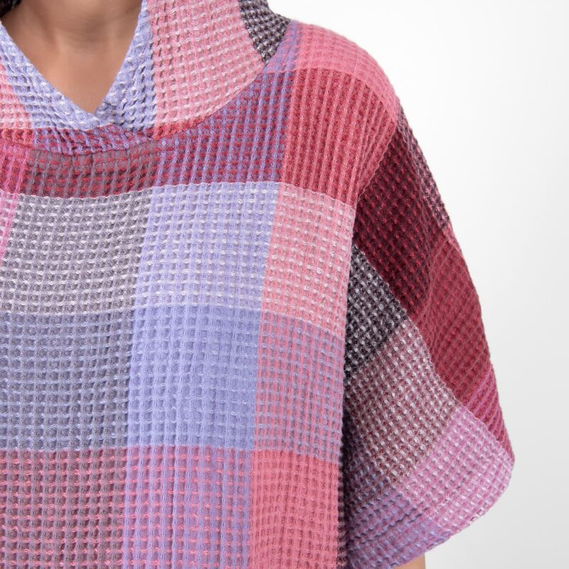 lilac linen poncho waffle big checks.