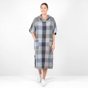 BINGO Ponczo szare w grafit 7 grey blue linen poncho bingo.
