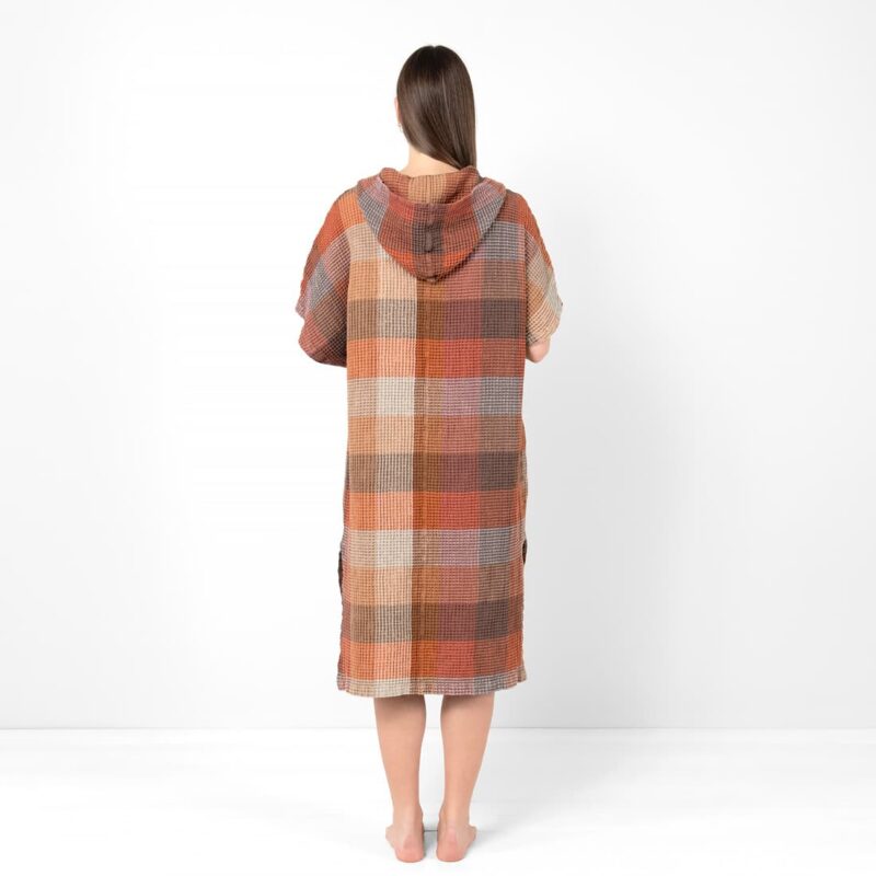 Brown linen poncho, soft washed