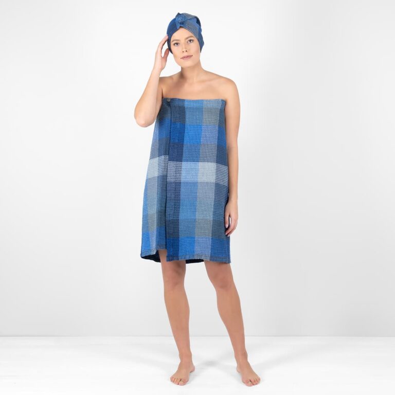 blue linen wrap towel bingo.