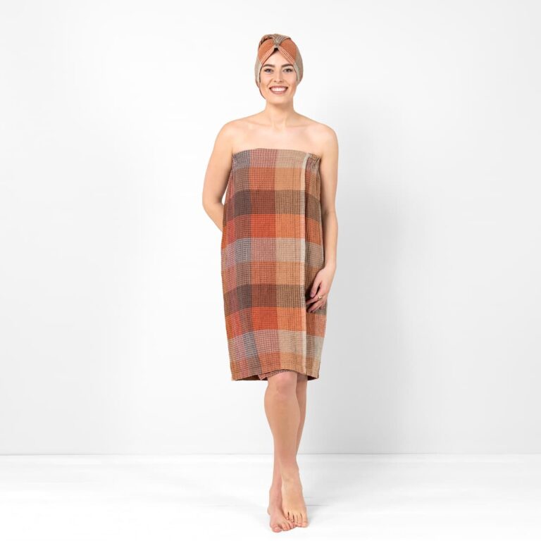 Brown linen wrap towel