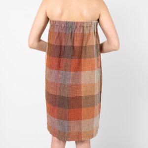 Brown linen wrap towel, elastic waist