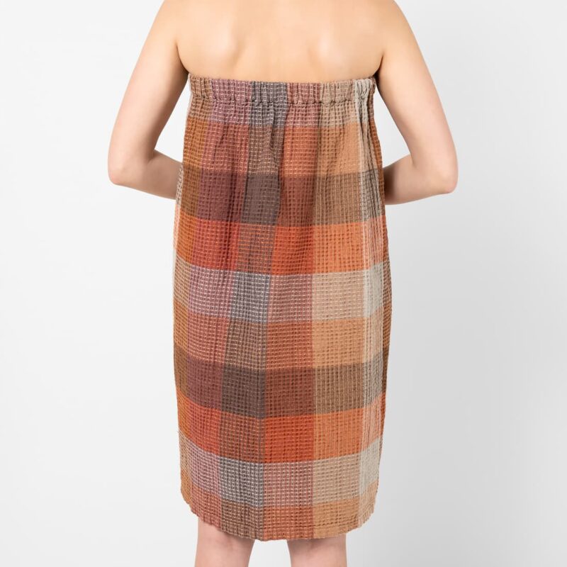 Brown linen wrap towel, elastic waist