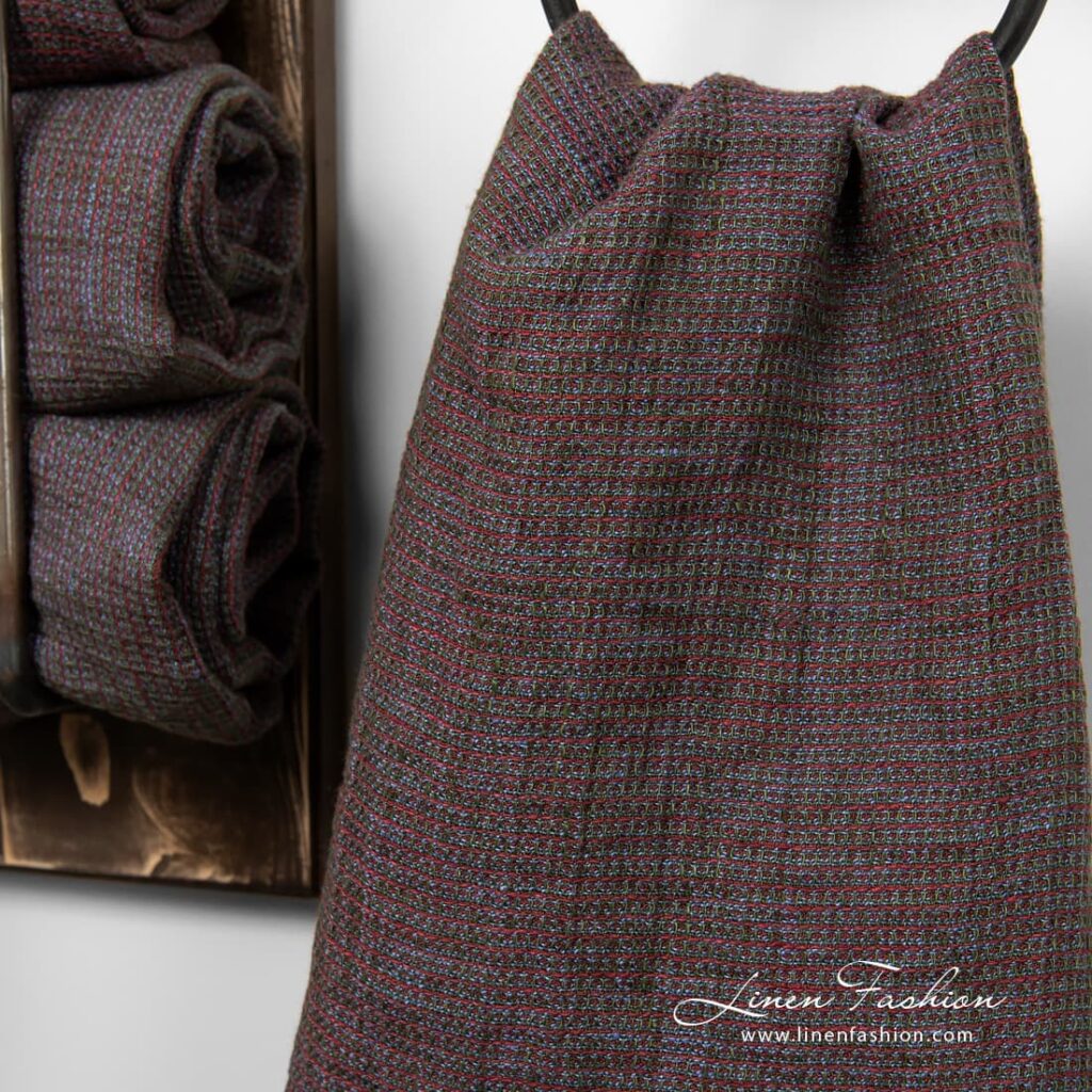 PURO Ręcznik kąpielowy wielokolorowy 2 Multicolored linen towel, waffle pattern