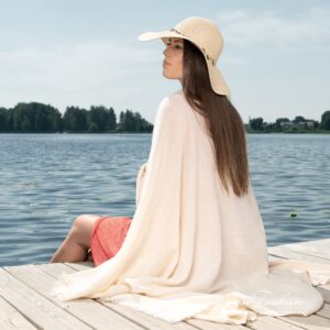 Lightweight linen cotton beach towel, specially washed to increase softness