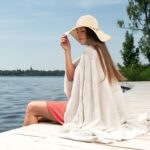 POSITANO Jasnoniebiesko-szary ręcznik plażowy