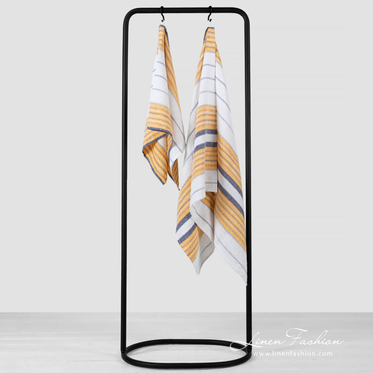 bath towel white with stripes.