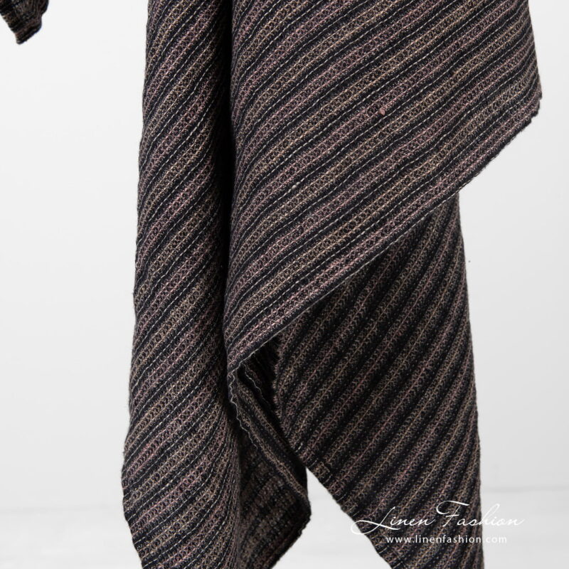 Linen brown striped bath towel, washed.