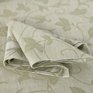 Light green floral ivy pattern linen cotton napkin, folded