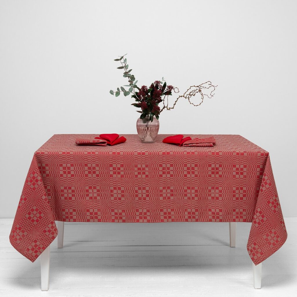 WILLOW linen cotton red tablecloth