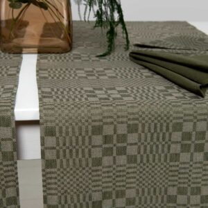 WILLOW green linen cotton table runner, twill weave