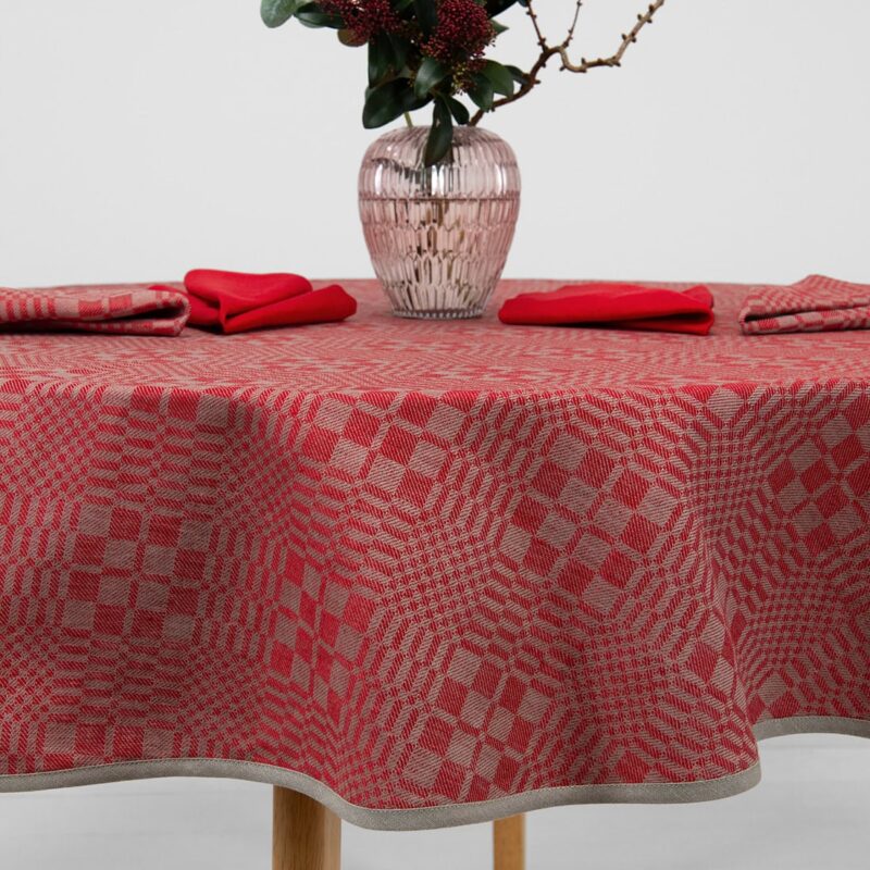 WILLOW round/oval tablecloth red, twill weave