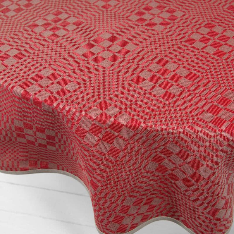 WILLOW round/oval tablecloth red, linen cotton