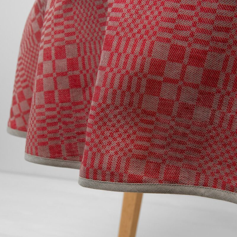 WILLOW round/oval tablecloth red, with piping hem
