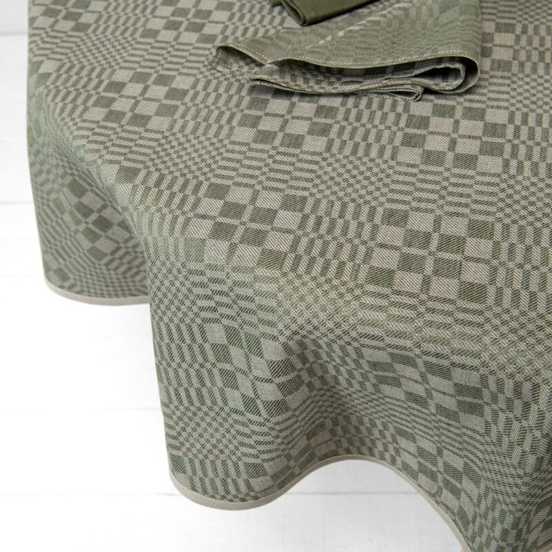 WILLOW round/oval tablecloth green, linen cotton
