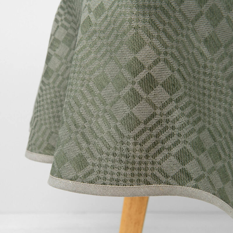WILLOW round/oval tablecloth green, with piping hem