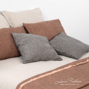 Grey linen cushion cover, leila.